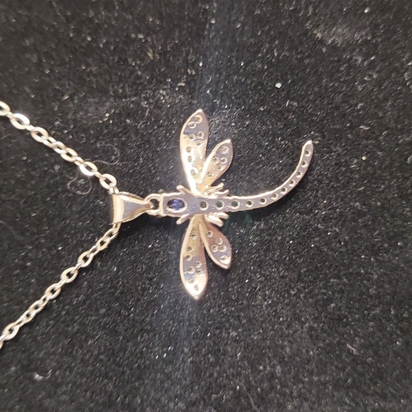 Elegant Sterling Silver Garden Glam Dragonfly Pendant Necklace 17 To 19 Inches - Picture 4 of 5